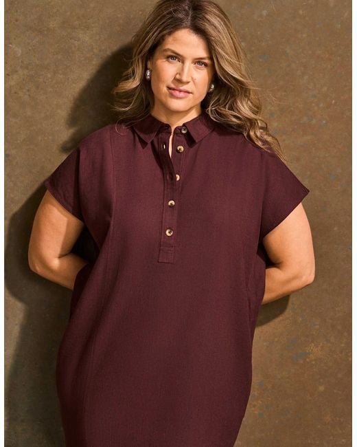 Live Unlimited London Brown Chocolate Linen Blend Button Front Midaxi Shirt Dress