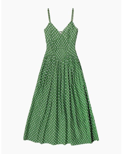 Ro&zo Green Petite Fan Print Beaded Strap Dress