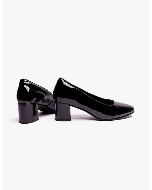 Hush Puppies Black Anna Leather Court Shoes Patent