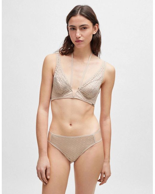 Boss Natural Monogram Lace Triangle Bra
