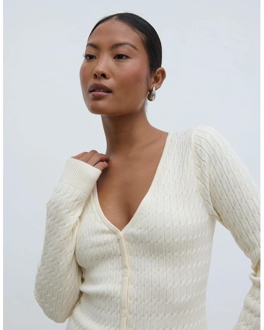 Pretty Lavish Natural Iliana Cable Knit Cardigan