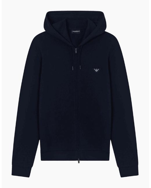 Emporio Armani Blue Embroidered Logo Zip Up Hoodied Tracksuit for men