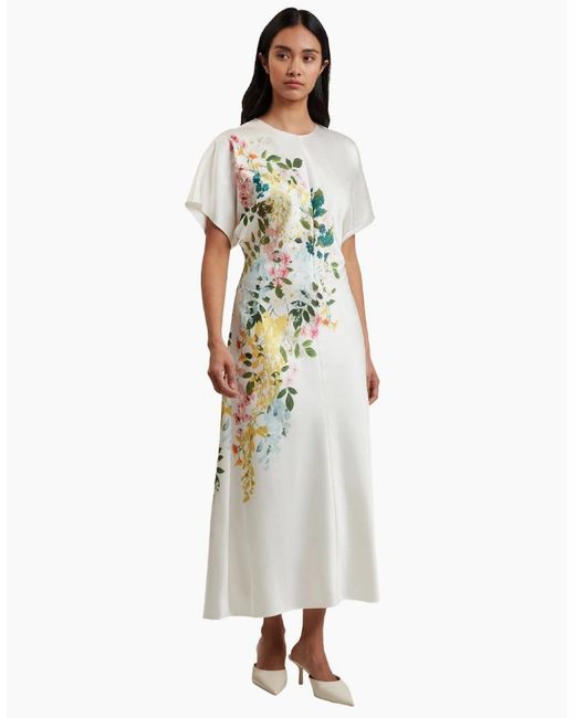 Ted Baker White Myzan Slouch Sleeve Waisted Column Ivory Dress
