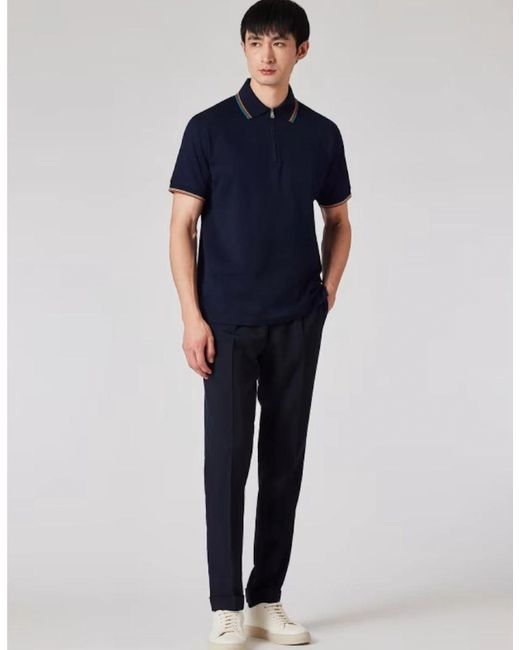 Paul Smith Blue Str Detail Polo Shirt 49 Dk for men