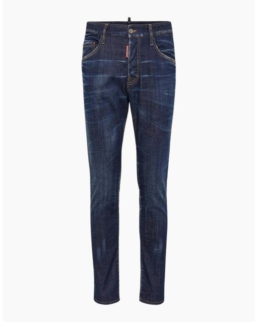 DSquared² Blue Dark Clean Wash Skater Jeans for men