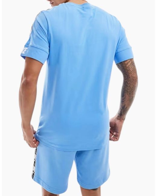 Nike Blue T-Shirts Tape Repeat Fleece Cotton Top for men