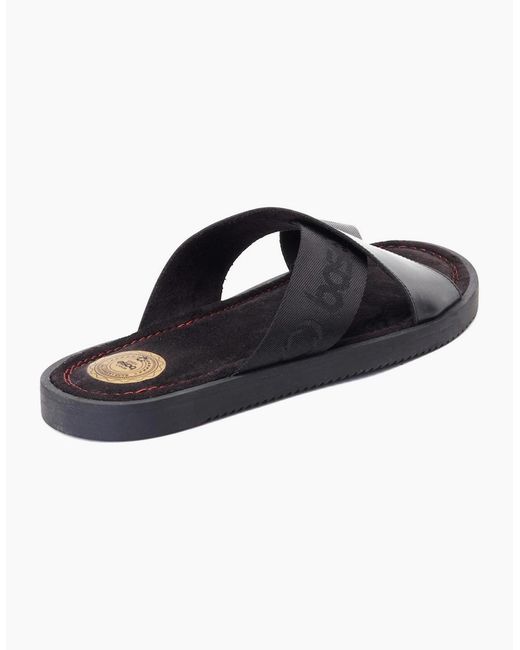 Base London Blue Webb Sliders for men
