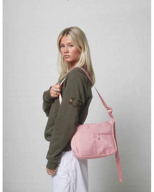 Spiral Pink Cali Cross Body Bag With Tone Hardware