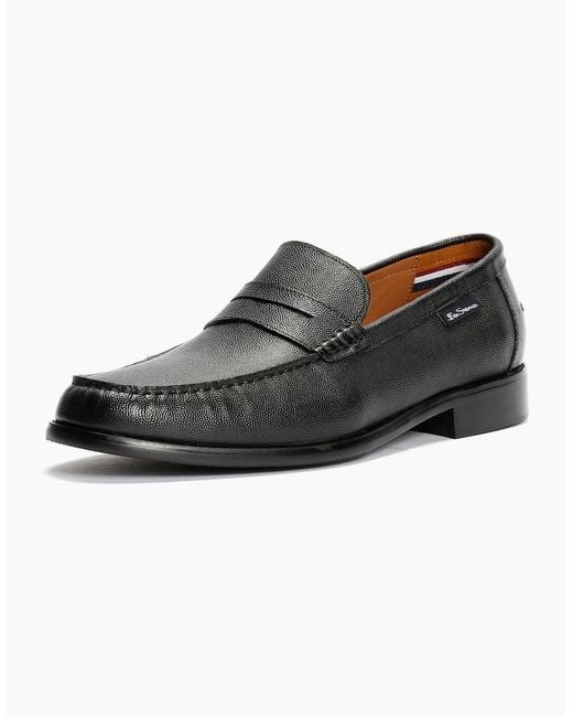 Ben Sherman Black Hester Leather Loafers for men