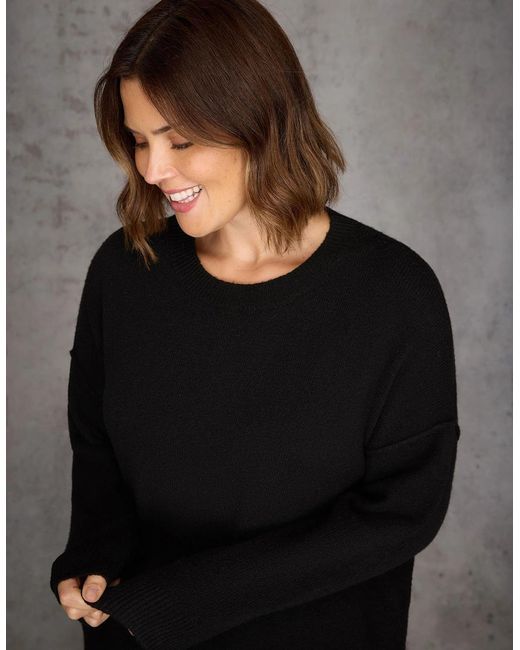 Live Unlimited London Black Round Neck Knit Jumper Dress
