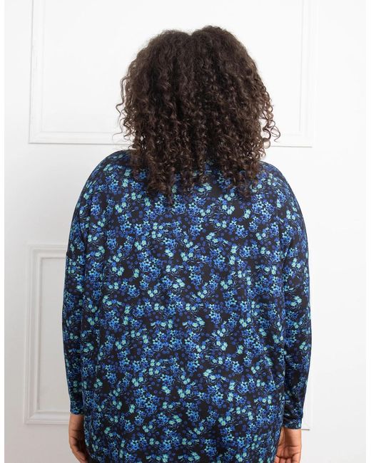 Live Unlimited London Blue Ditsy Jersey Longsleeve Top