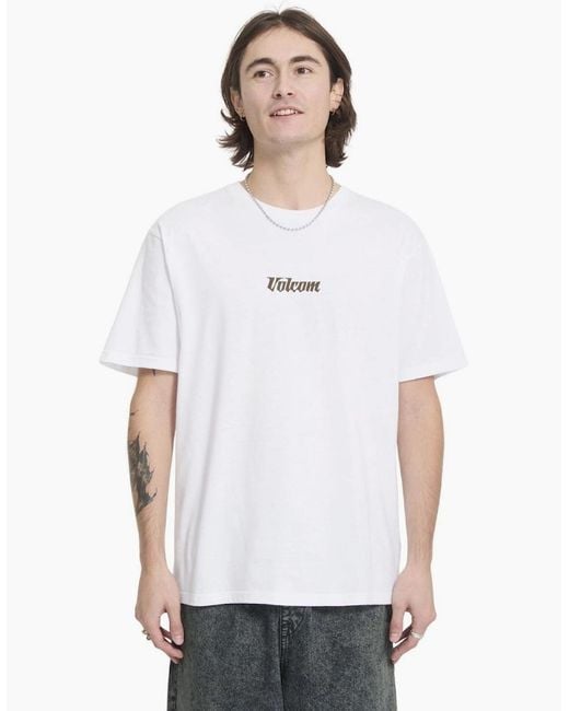 Volcom White Linear Short Sleeve T-Shirt for men