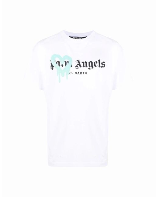 Palm Angels Saint Barth Heart Sprayed Printed T-Shirt in