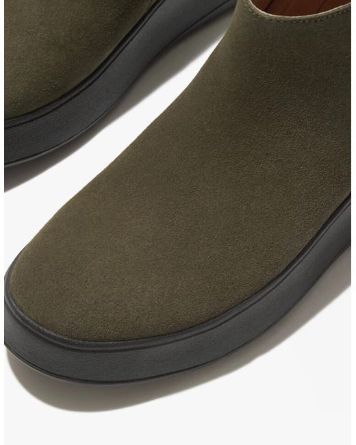 Fitflop Green F-Mode Suede Flatform Ankle Boots Deep