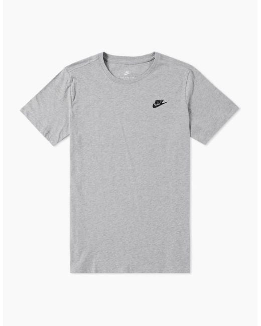 Nike Gray Embroidered Logo Swoosh T Shirt for men