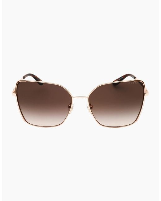 Guess Brown Shiny Rose Framed Gradient Lens Sunglasses