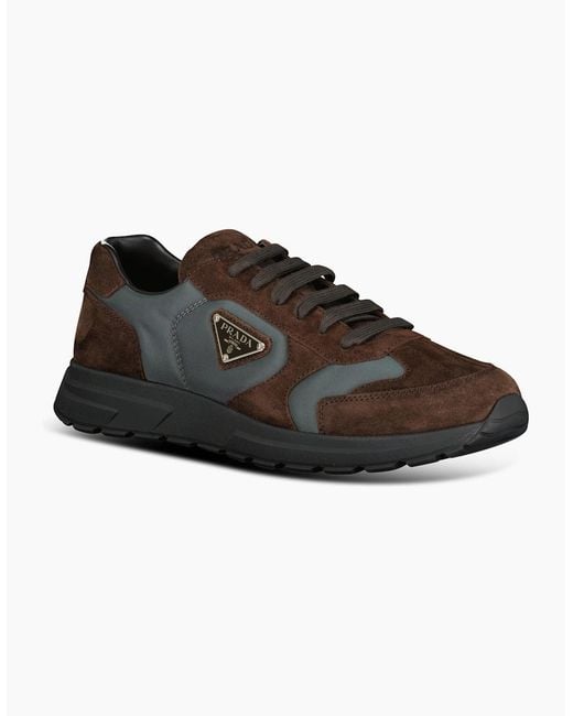 Prada Black Prax 2.0 Re-Nylon & Suede Sneakers for men
