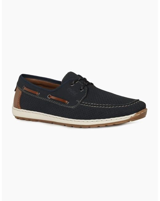 Rieker Black Anchor Boat Shoes for men