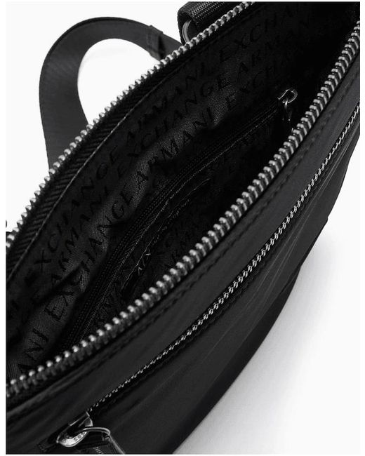 ARMANI EXCHANGE Black Nylon Icon Logo Side Bag for men