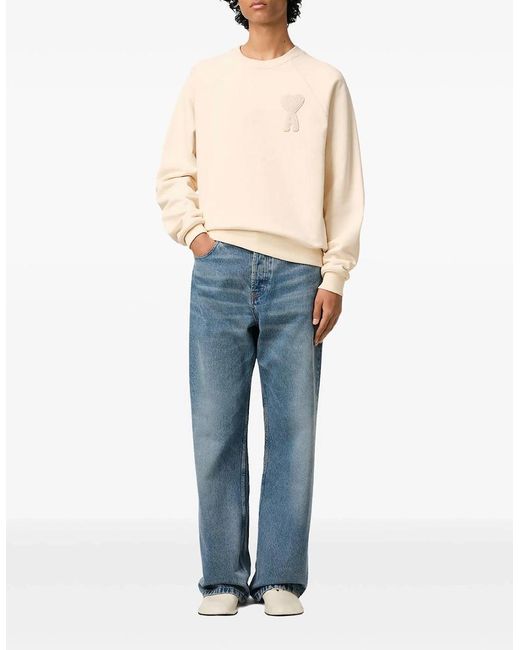 AMI Natural Heart Patch Sweatshirt Cream for men