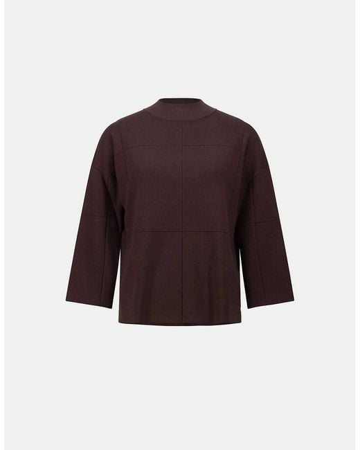 Joseph Ribkoff Brown Brushed Viscose Straight Sweater With Mock Neck