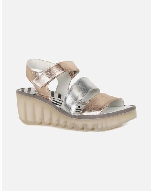 Fly London White Bexy Wedge Heel Sandals