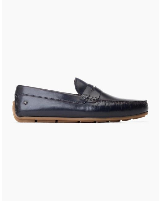 Base London Blue London Collins Leather Standard Loafers for men