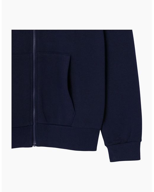 Lacoste Blue Fleece Hoodie Zip Up Organic Cotton for men