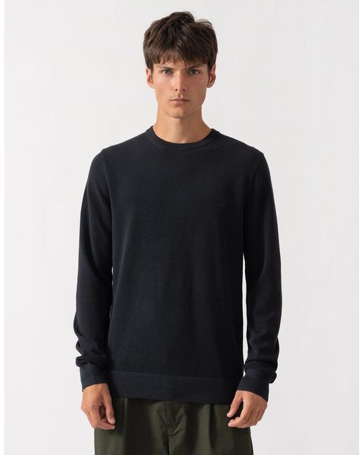 Fred Perry Black Pique Stitch Jumper for men