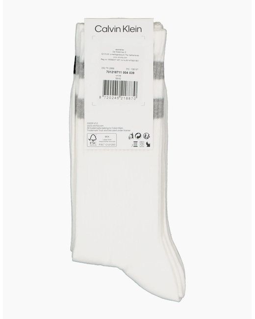Calvin Klein White 2-Pack Stripes Casual Sports Socks for men