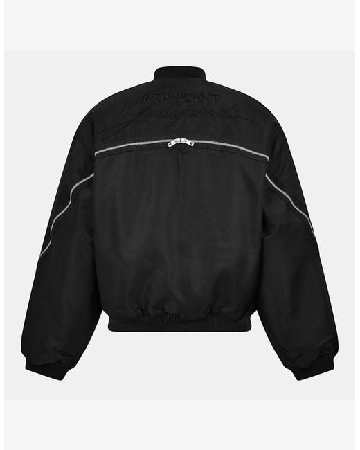 Represent Black Contemporary Structured Bomber Jacket for men
