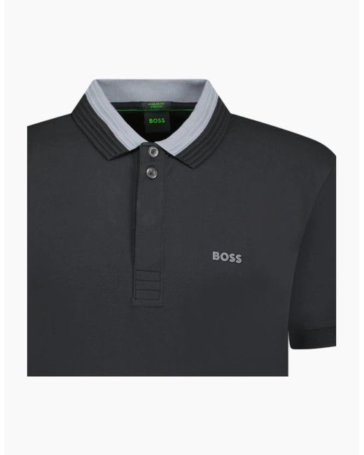 Boss Black Stretch-Cotton Polo Shirt With 3D-Stripe Collar for men