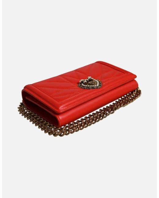 Dolce & Gabbana Red Devotion Quilted Crossbody Phone Bag