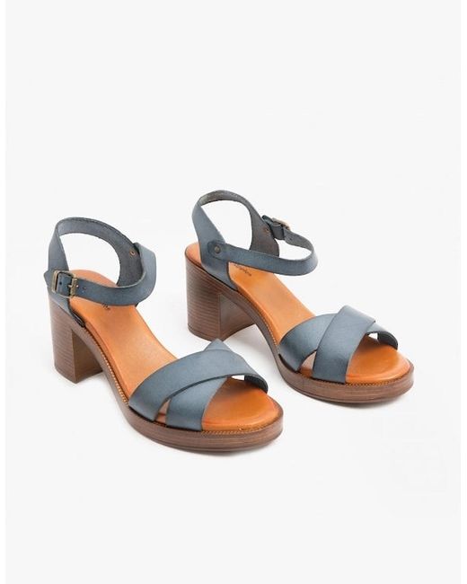 Hush Puppies Blue Georgia Leather Heeled Sandals