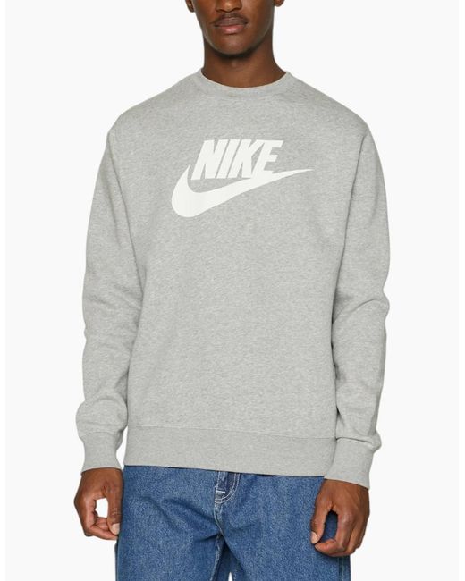 Nike Gray Dq4912 Sweatshirt Sportswear Club Fleece Crew Neck Pullover Jumper New for men