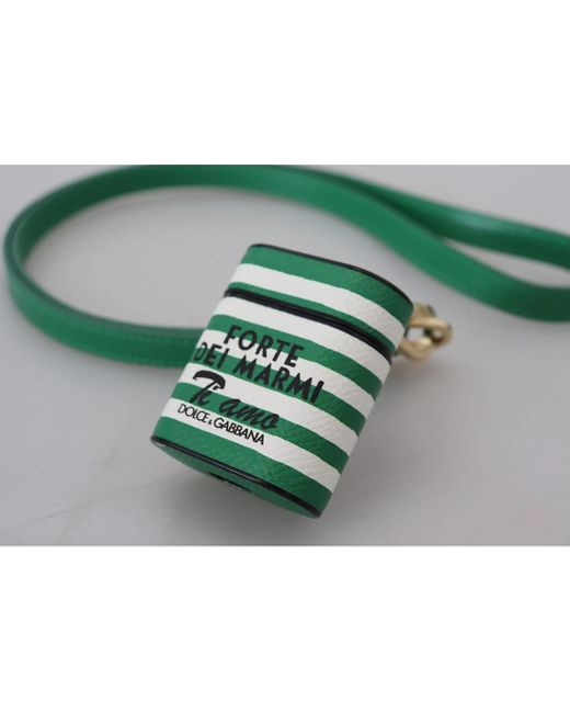 Dolce & Gabbana Green Airpods Case Protective Leather Strap