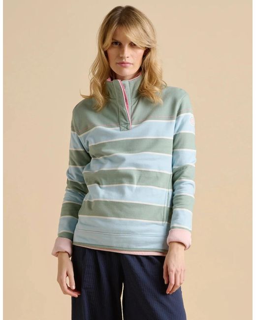 Brakeburn Blue Engineered Stripe Quarter Zip