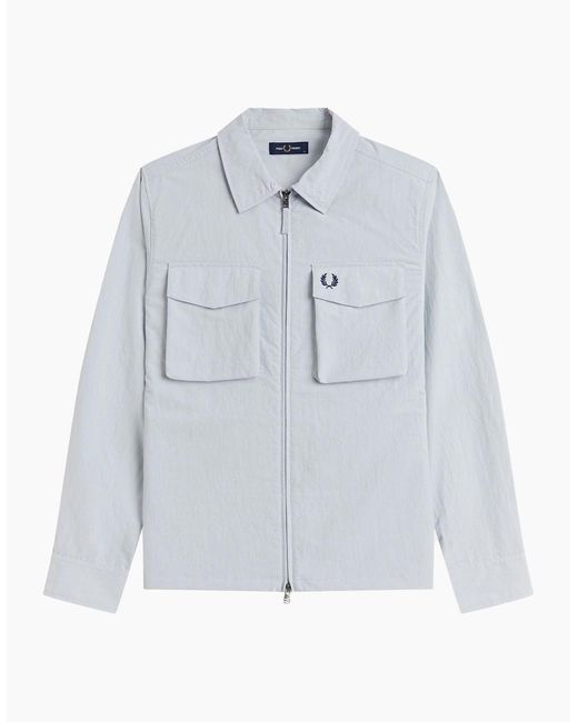 Fred Perry Blue Ripstop Pocket Overshirt Dusky for men