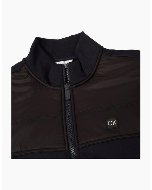 Calvin Klein Blue Solid Patterned Full Zipper Ribbed Cuff Zipped Pocket Jacket for men