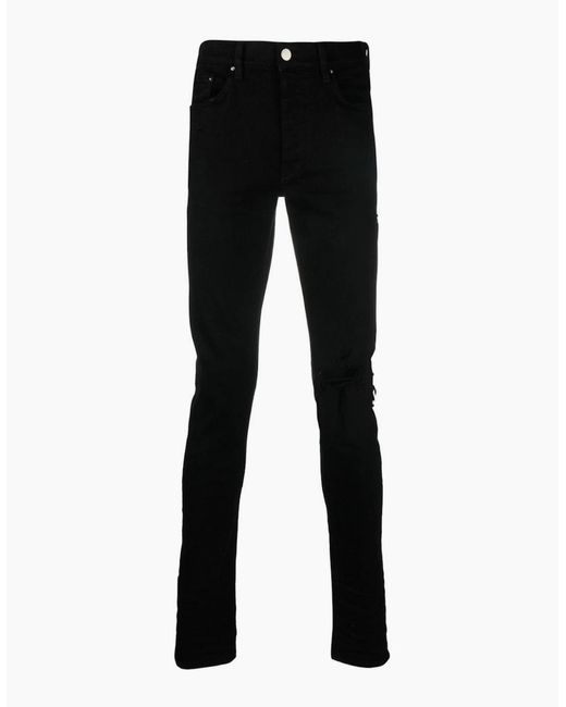 Amiri Black Slim Fit Broken Ripped Denim Jeans for men