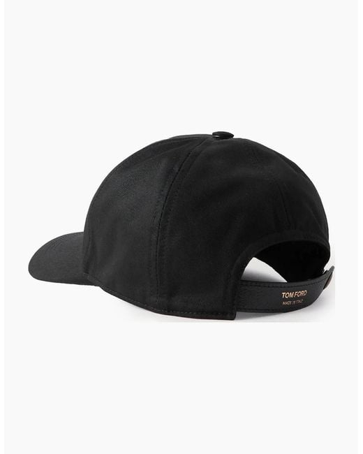 Tom Ford Black Canvas + Smooth Leather Cap for men