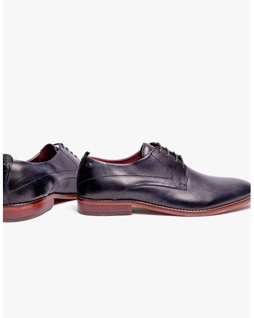Base London Blue London Script Leather Derby Shoes for men