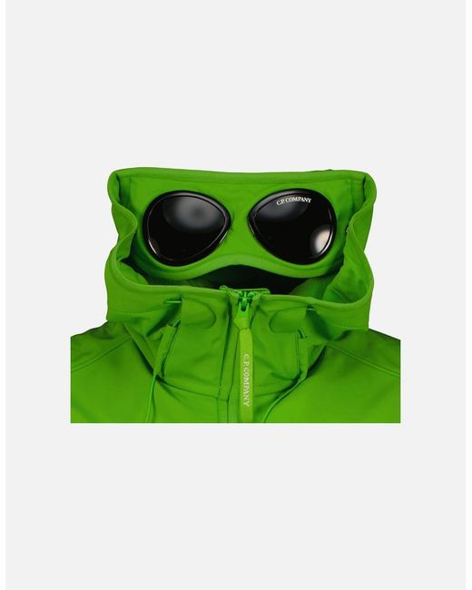 C P Company Green Shell-R Mixed Goggle Hooded Vest for men