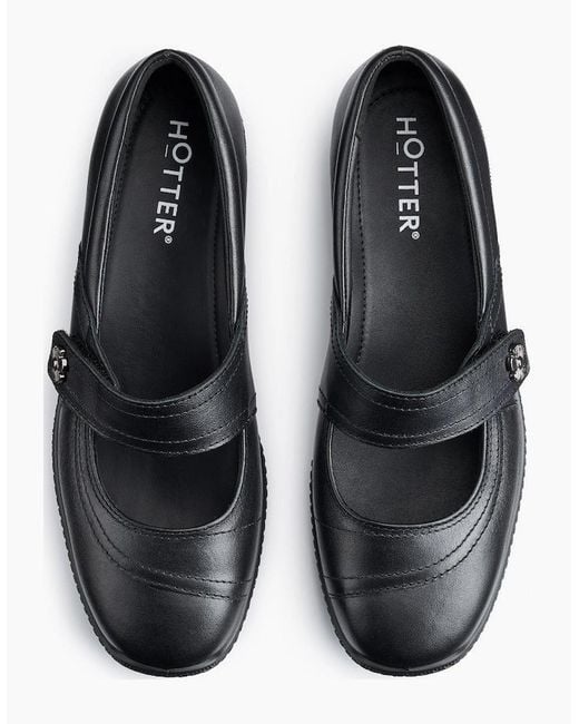 Hotter Black Charity Mary Jane Shoes