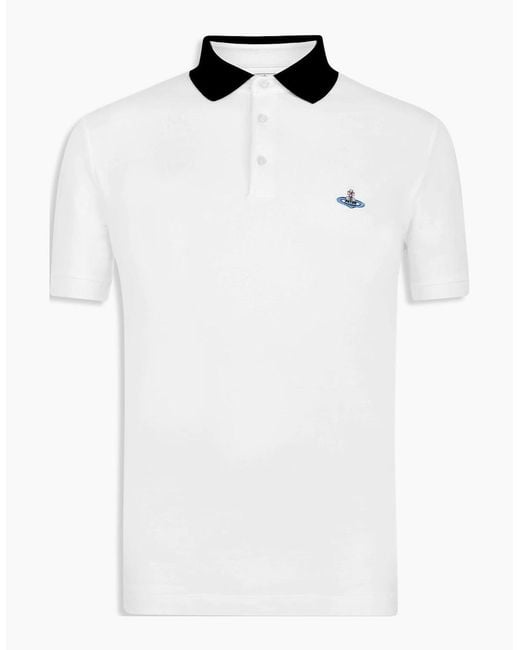 Vivienne Westwood White Contrasting Collar Polo Shirt for men