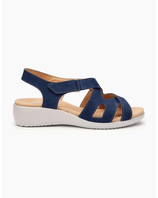 Hotter Blue Eliana Wide Fit Low Wedge Sandals
