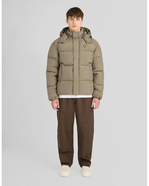 Lyle & Scott Natural Hooded Puffer Jacket for men