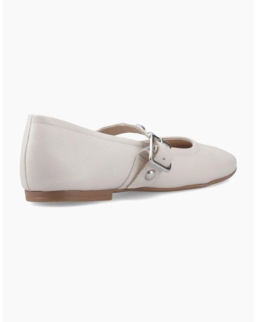 Hush Puppies White Charlene Stud Ballerina Leather Ivory Flats