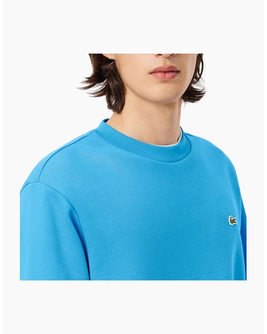 Lacoste Blue Fleece Crew Neck Sweatshirt Knitted Jumper Long Sleeve Sweat Tops for men