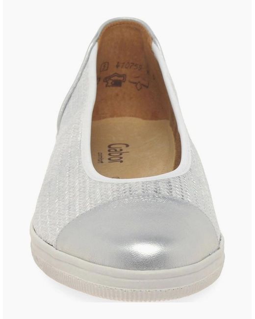 Gabor White Petunia Accent Low Heeled Pumps